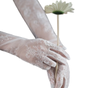 Gants longs en dentelle pour femmes à doigts complets en nylon blanc élégants pour événements sociaux et occasions festives 3