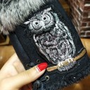Gants sans doigts d'hiver pour femmes avec hibou 3