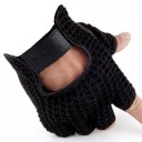 Gants tricotés pour hommes avec paume en cuir 4