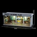 Garage grafitata illuminata 30 × 13,3 × 12 cm Diorama di un autoservizio per modelli di auto Scena espositiva vetrina da collezione USB illuminazione 2