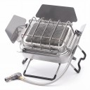 Gas camping komfur og varmelegeme med infrarød stråling 2,5 kW, 1 kg, rustfrit stål og keramik, sølv, til camping og udendørs 1