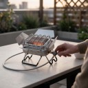 Gas camping komfur og varmelegeme med infrarød stråling 2,5 kW, 1 kg, rustfrit stål og keramik, sølv, til camping og udendørs 3