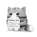 Gato decorativo de croché com a inscrição "Pawsitive Cat" 2