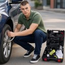 Gato eléctrico para automóvil 5 t 12 V con llave de impacto y compresor Elevación 13,5–36 cm Luz LED Negra y verde Para el cambio de neumáticos 3