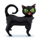 Gato negro inflable de pie globo decoración de Halloween 65 x 58 cm con ojos verdes y cola enroscada decoración para fiestas de Halloween 5