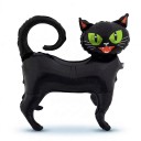 Gato preto insuflável em pé Balão decoração de Halloween 65 x 58 cm Com olhos verdes e cauda torcida Decoração de festa para Halloween 5