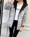 Geacă dama reversibilă cu glugă pentru primăvară și toamnă Parte uniformă și imprimeu de benzi desenate Închidere cu fermoar 18