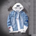 Geacă din denim pentru bărbați cu glugă A1926 3