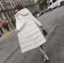 Geacă lungă de iarnă pentru femei cu glugă Camere cusute Lungime sub genunchi Buzunare laterale Material din poliester Umplutură 7