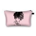 Geantă cosmetică pentru femei cu imprimeu al siluetei feminine cu coafură afro Geantă plată cu fermoar pentru cosmetice și mici accesorii 6