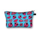 Geantă cosmetică pentru femei cu imprimeu de buze și săruturi Pungă pentru produse cosmetice și pensule din poliester Fermoar cu mânere Dimensiune 2