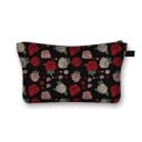 Geantă cosmetică pentru femei cu un imprimeu proeminent de trandafiri Închidere cu fermoar cu mânere Interior negru Poliester 13 x 21,5 cm 6