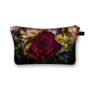 Geantă cosmetică pentru femei cu un imprimeu proeminent de trandafiri Închidere cu fermoar cu mânere Interior negru Poliester 13 x 21,5 cm 20