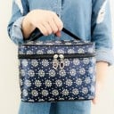 Geantă cosmetică pentru femei în formă de valiză cu mâner Fermoar dublu pe margine Material poliester Dimensiuni 16 x 15 x 23 cm Pentru machiaj 7