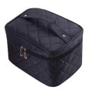 Geantă cosmetică pentru femei în formă de valiză Nylon matlasat cu model romb Rășină pe capac Fermuar cu două cursoruri 22 x 15,5 x 14,5 cm 7