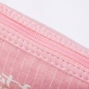 Geantă cosmetică plată pentru femei cu text alb Țesătură cu dungi fine Fermoar cu mânere pentru deschidere În geantă 11 x 3 x 17 cm 9