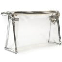 Geantă cosmetică transparentă pentru femei din PVC cu fermoar Împrejurime metalică Mânere laterale cu buton de presiune 24 x 7,5 x 15 cm 2