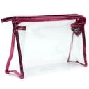 Geantă cosmetică transparentă pentru femei din PVC cu fermoar Împrejurime metalică Mânere laterale cu buton de presiune 24 x 7,5 x 15 cm 3