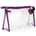 Geantă cosmetică transparentă pentru femei din PVC cu fermoar Împrejurime metalică Mânere laterale cu buton de presiune 24 x 7,5 x 15 cm 1