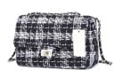 Geantă crossbody pentru femei cu clapă și bretea din lanț Material textil structurat cu aspect de tweed Închidere metalică Lână 3