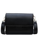 Geantă crossbody pentru femei cu clapetă Formă dreptunghiulară Curea lată cu carabiniere Margini cusute Piele PU și poliester 19,5 x 2