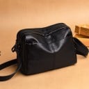 Geantă crossbody pentru femei cu mai multe compartimente cu fermoar Buzunar frontal Curea ajustabilă Cusături decorative Piele PU 24 x 1