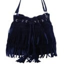 Geantă crossbody pentru femei în formă de sac cu franjuri Șnur de strângere cu ochiuri metalice Suede și poliester 29 x 14 x 30 cm 1