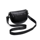 Geantă crossbody pentru femei în formă de semilună Curea lată pentru umăr Piele naturală și poliester Pungă din spate cu fermoar 25 x 12