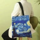 Geantă de cumpărături din pânză cu motivul Noaptea înstelată de Vincent van Gogh 30 x 35 cm Geantă de umăr elegantă din material textil 3