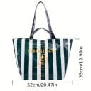 Geantă de cumpărături mare, impermeabilă, 52 x 33 cm, geantă de umăr din PP cu dungi, geantă de cumpărături, geantă ecologică pliabilă cu capacitate 2