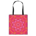 Geantă de cumpărături pentru femei cu imprimeu colorat de mandale și ornamente Geanta din poliester cu două mânere negre Dimensiune 34,5 x 33,5 cm 5