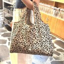 Geantă de cumpărături pliabilă cu model leopard, 46 x 35 cm, geantă de umăr durabilă pentru cumpărături, călătorii, geantă de depozitare de mare 3