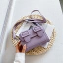 Geantă de damă crossbody cu clapetă și două catarame mari Formă pătrată Bretea subțire pe umăr Piele PU Dimensiune 18 x 13 x 8 cm 4