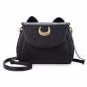 Geantă de damă crossbody cu urechi de pisică și un semilună aurie. Lanț și curea ajustabilă. Închidere magnetică. Piele PU. 24,7 x 9 x 19 cm 2