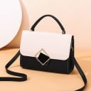 Geantă de damă crossbody pentru mână și pe umăr Clapetă contrastantă Ornament geometric din metal Curea lungă Piele PU 20,5 x 15 x 7,5 cm 5