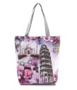 Geantă de damă cu imprimeu cu monumente celebre și orașe istorice Geantă din poliester 27 x 37 x 8 cm cu mânere gri Formă rectangulară spațioasă 5