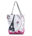 Geantă de damă cu imprimeu cu monumente celebre și orașe istorice Geantă din poliester 27 x 37 x 8 cm cu mânere gri Formă rectangulară spațioasă 6