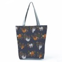 Geantă de damă cu imprimeu de lenesi Formă înaltă cu fund extins 27 x 37 x 8 cm Mânere lungi gri Poliester Motiv jucăuș cu animale desenate 1