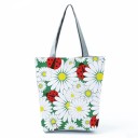 Geantă de damă cu imprimeu floral Formă mai înaltă cu fund lărgit 27 x 37 x 8 cm Mânere lungi gri Poliester Motive de trandafiri și maci 14