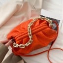 Geantă de damă cu model împletit și margine pliată Lanț masiv de culoare aurie Curea pentru umăr Piele artificială PU 27 x 14 x 14 cm 4