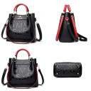 Geantă de damă de mână din piele artificială 26 x 25 x 10 cm Mânere rigide cu accesorii aurii Model embosat cu litere Curea lungă 7