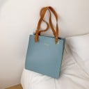 Geantă de damă de tip shopper 27 x 31 x 11 cm Din piele artificială PU Mânere lungi cu cataramă metalică Ochi metalici rotunzi 4