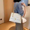 Geantă de damă de umăr cu clapetă Proiectare în V Lanț auriu împletit cu curea Bile decorative Piele artificială 31,5 x 22 x 8,5 cm 6