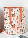 Geantă de damă din in, reversibilă, cu o parte imprimată și una într-o singură culoare, Shopper, cu două mânere și model 2