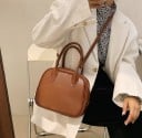Geantă de damă din piele artificială pentru mână și pe umăr Formă rotunjită Mânere scurte Curea lungă cu umăr Închidere cu fermoar 25 x 21 x 7