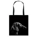 Geantă de damă din poliester cu imprimeu de căței dachshund 34,5 x 34,5 cm Geantă de cumpărături cu două mânere negre Formă pătrată 12