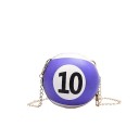 Geantă de damă în formă de bilă de biliard cu număr Mică geantă rotundă crossbody purtată pe umăr cu un lanț de culoare aurie 11 x 11 x 11 cm 2