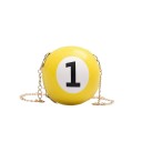 Geantă de damă în formă de bilă de biliard cu număr Mică geantă rotundă crossbody purtată pe umăr cu un lanț de culoare aurie 11 x 11 x 11 cm 1