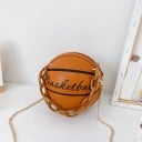 Geantă de damă în formă de minge de baschet 16 x 16 cm Cu inscripția Basketball Mânere scurte Lanț pe umăr Închidere cu fermoar 6