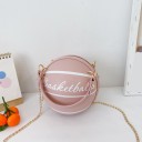 Geantă de damă în formă de minge de baschet 16 x 16 cm Cu inscripția Basketball Mânere scurte Lanț pe umăr Închidere cu fermoar 7